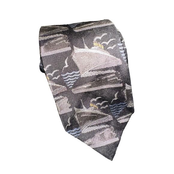 Polo Ralph Lauren Vintage Inspired Silk Tie Sailboat Nautical Tie